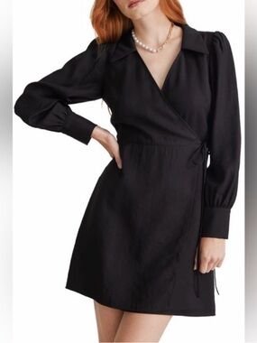 🖤 & Other Stories Paris Atelier Black Wrap Mini Dress — Size 4